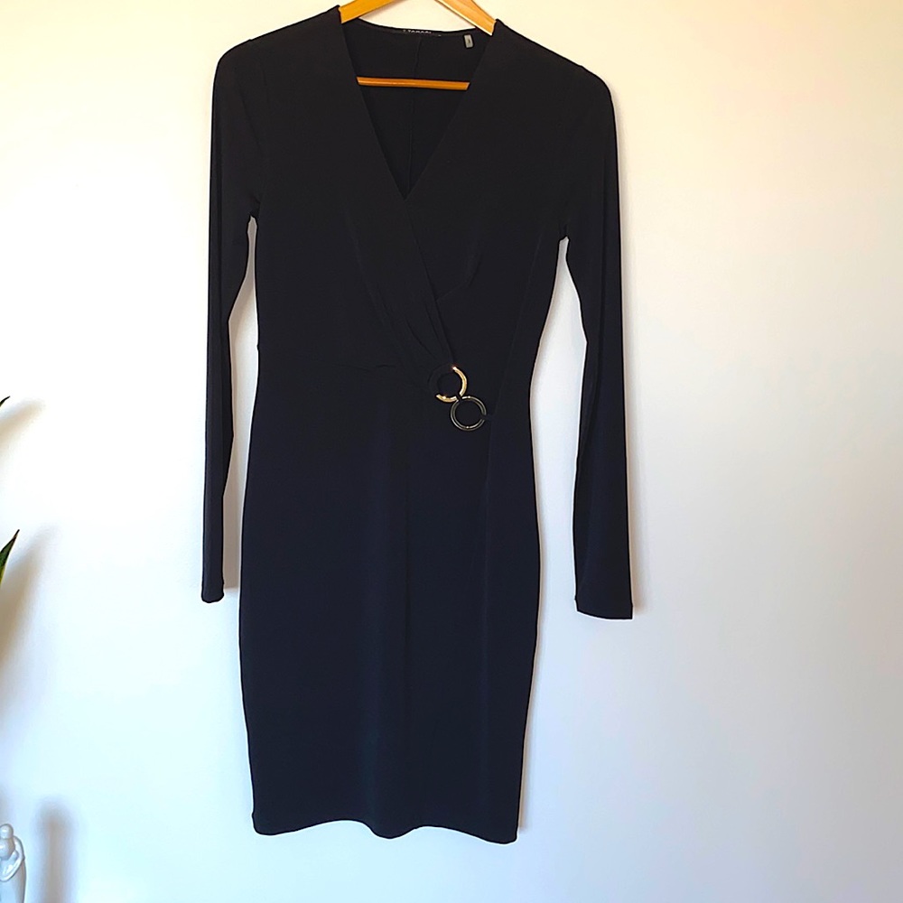 T Tahari asymmetrical black dress XS